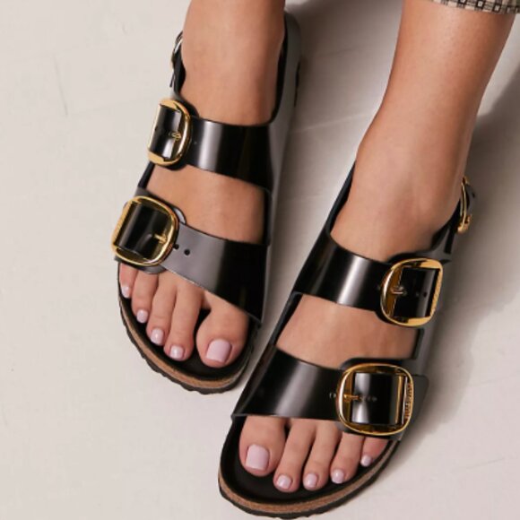 Birkenstock Milano Big Buckle Sandals High Shine Black - Picture 9 of 10